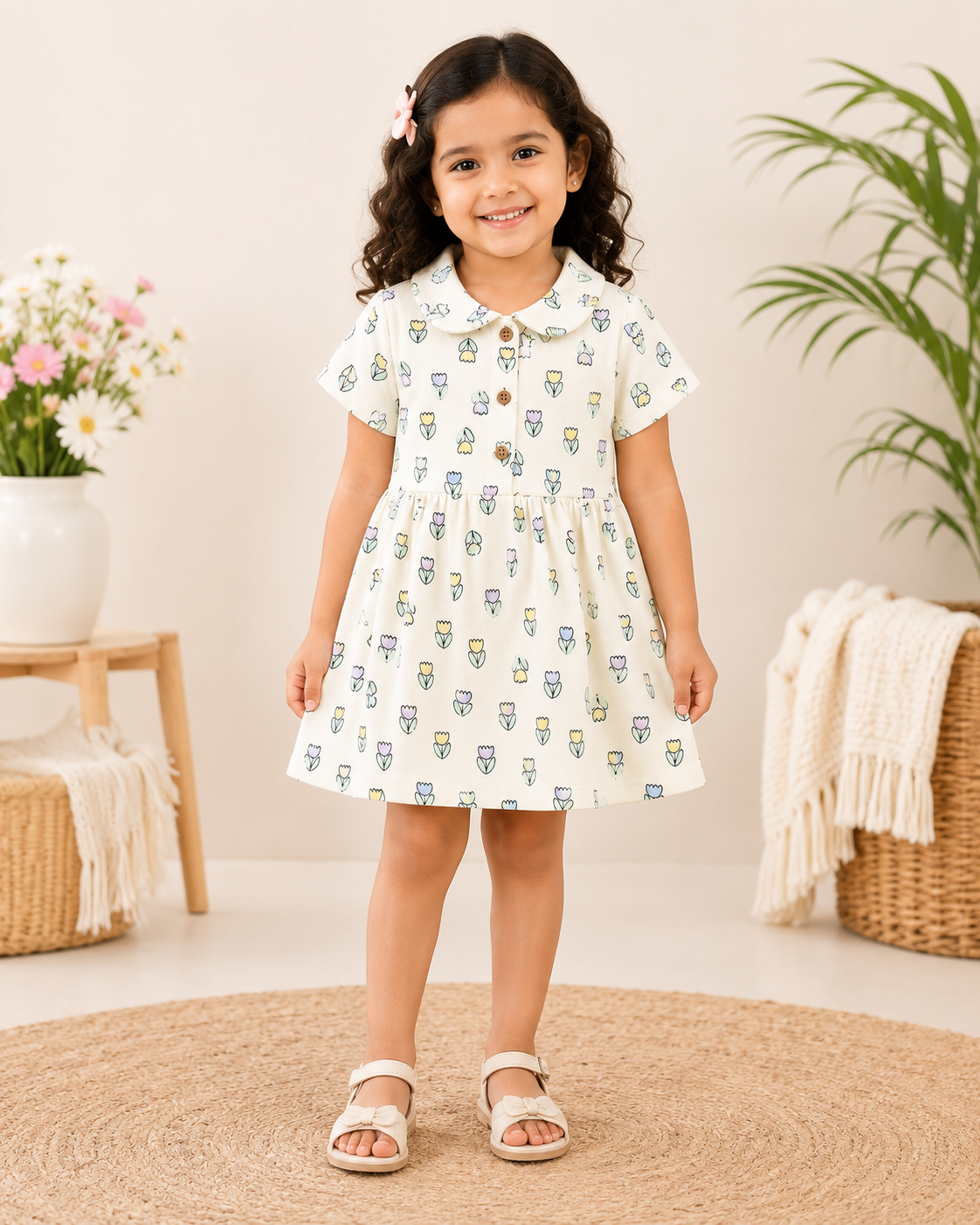 Girls Cotton Floral Frock | Soft & Breathable Summer Dress for Baby Girls