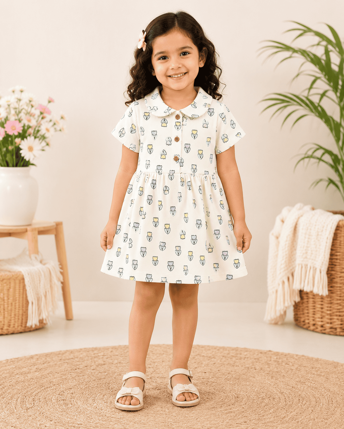 Girls Cotton Floral Frock | Soft & Breathable Summer Dress for Baby Girls
