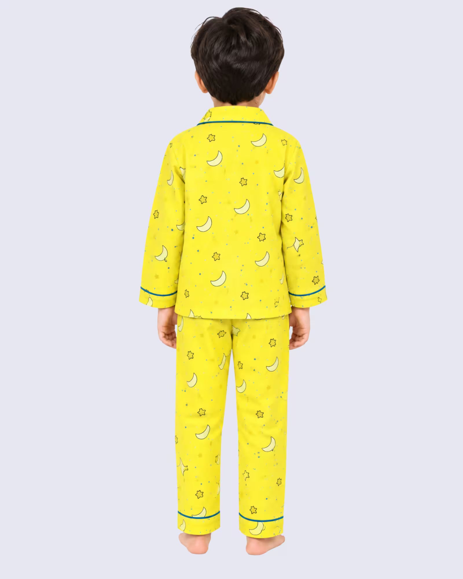 Kids Unisex Yellow Moon & Stars Cotton Night Suit