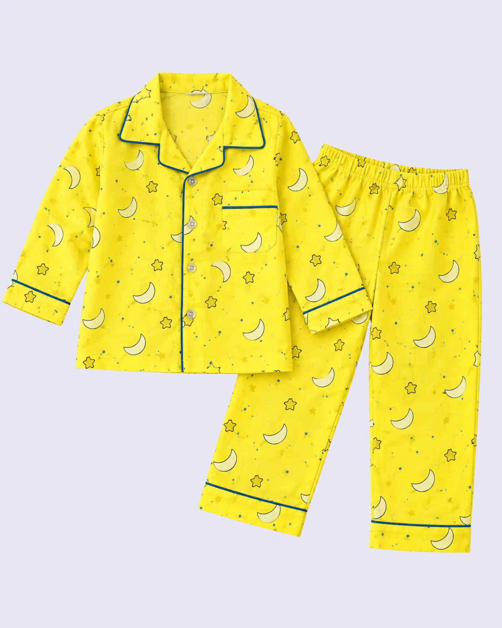 Kids Unisex Yellow Moon & Stars Cotton Night Suit