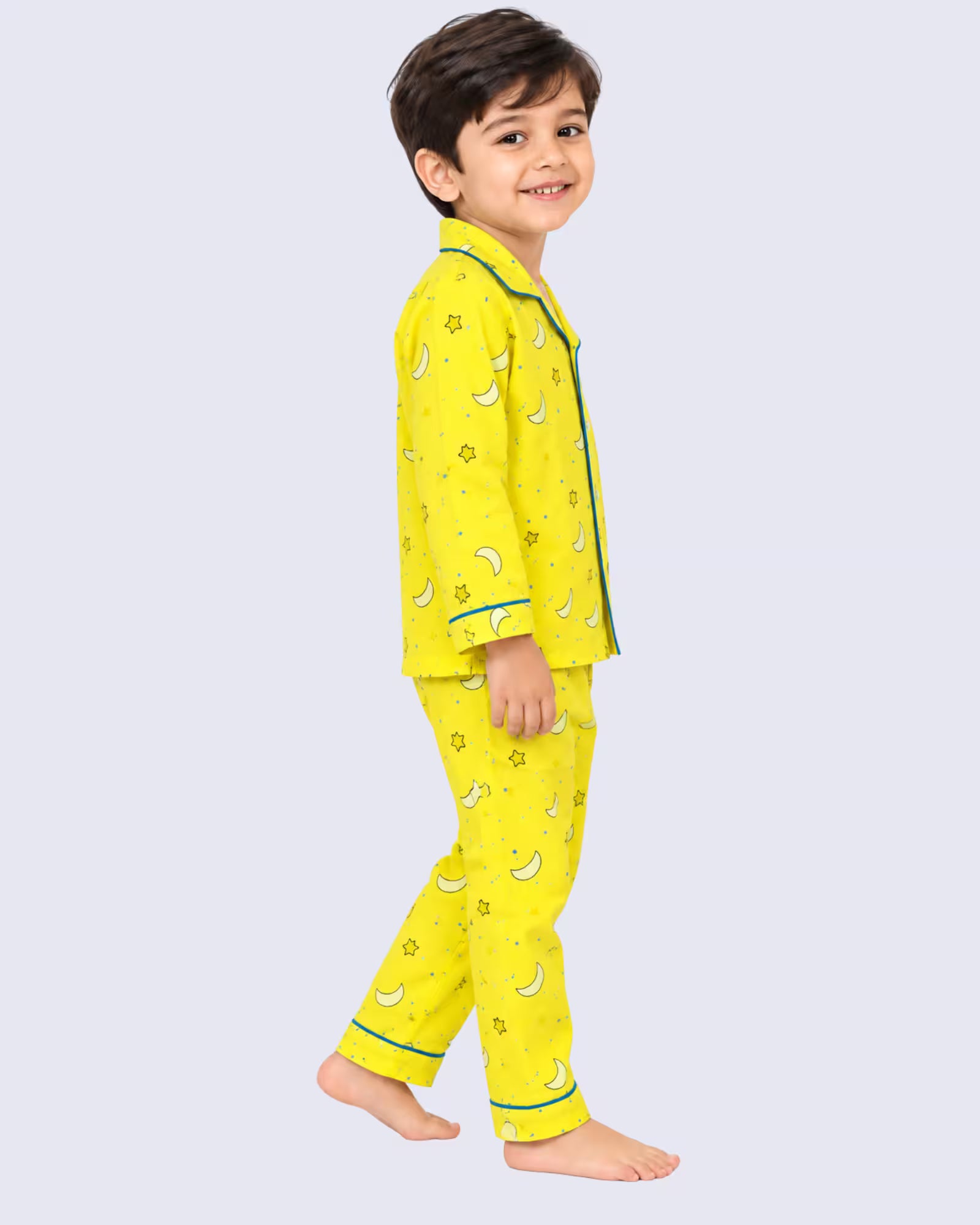 Kids Unisex Yellow Moon & Stars Cotton Night Suit