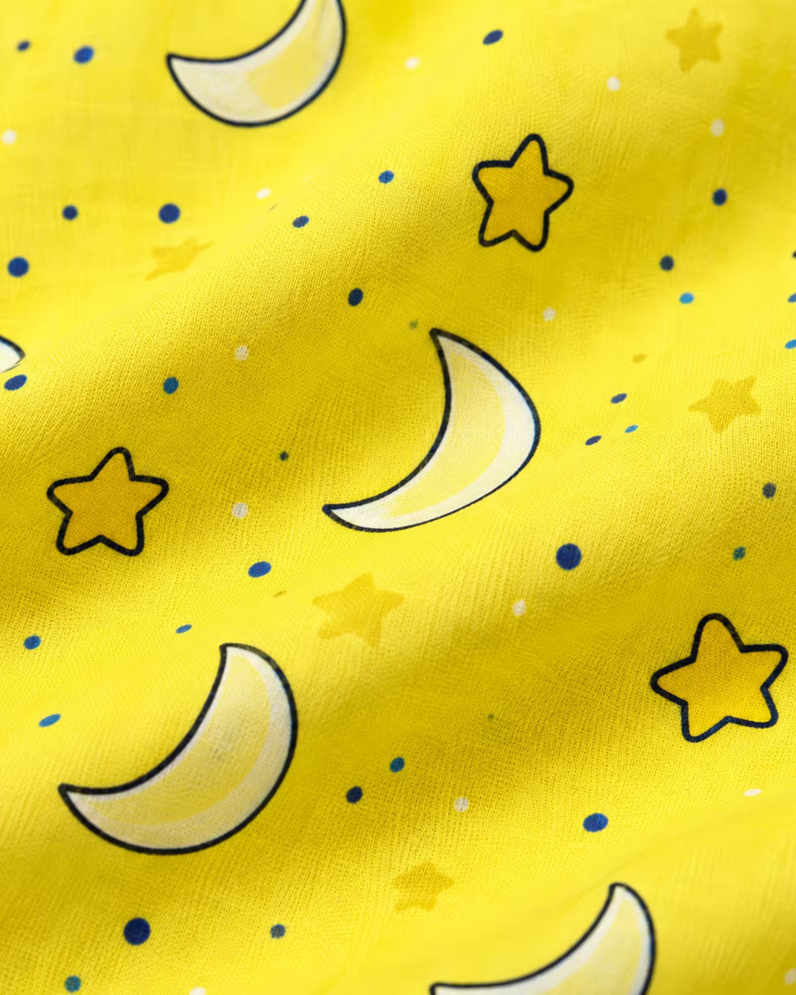 Kids Unisex Yellow Moon & Stars Cotton Night Suit
