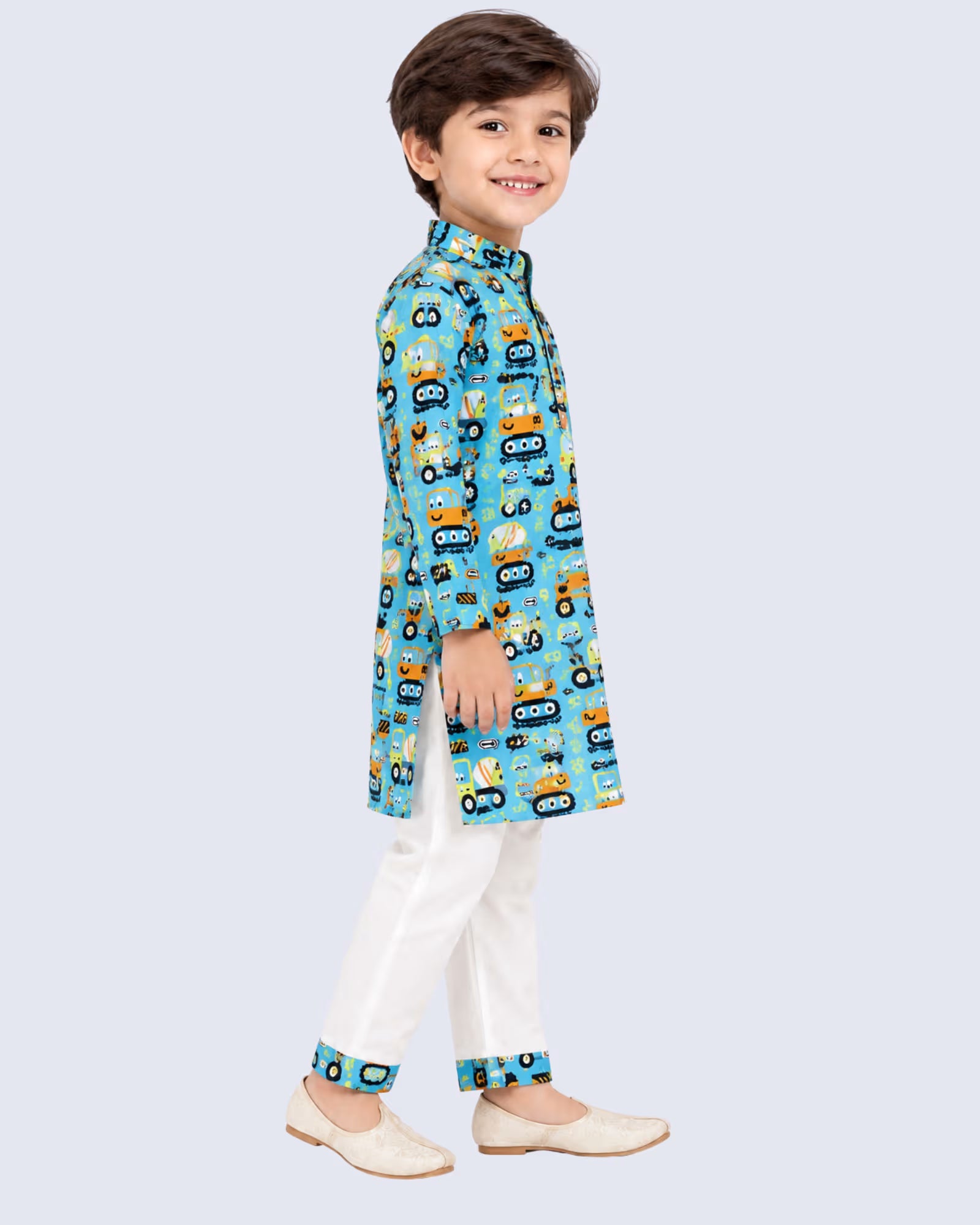 Blue Printed cotton Kurta Pajama Set