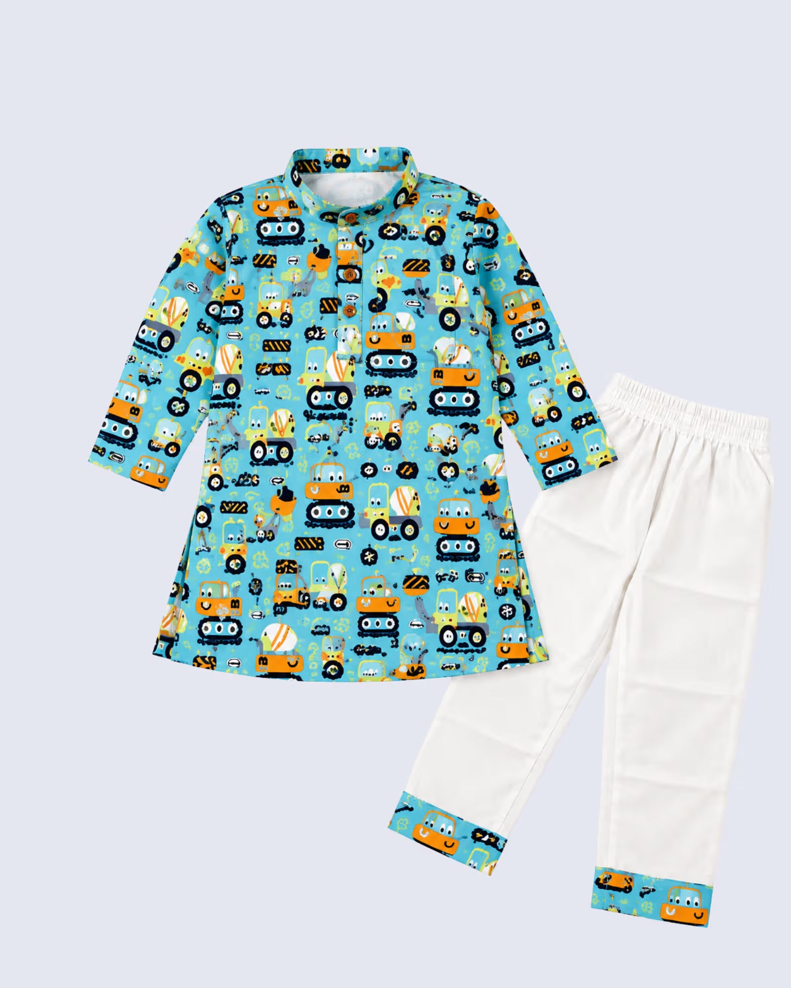Blue Printed cotton Kurta Pajama Set