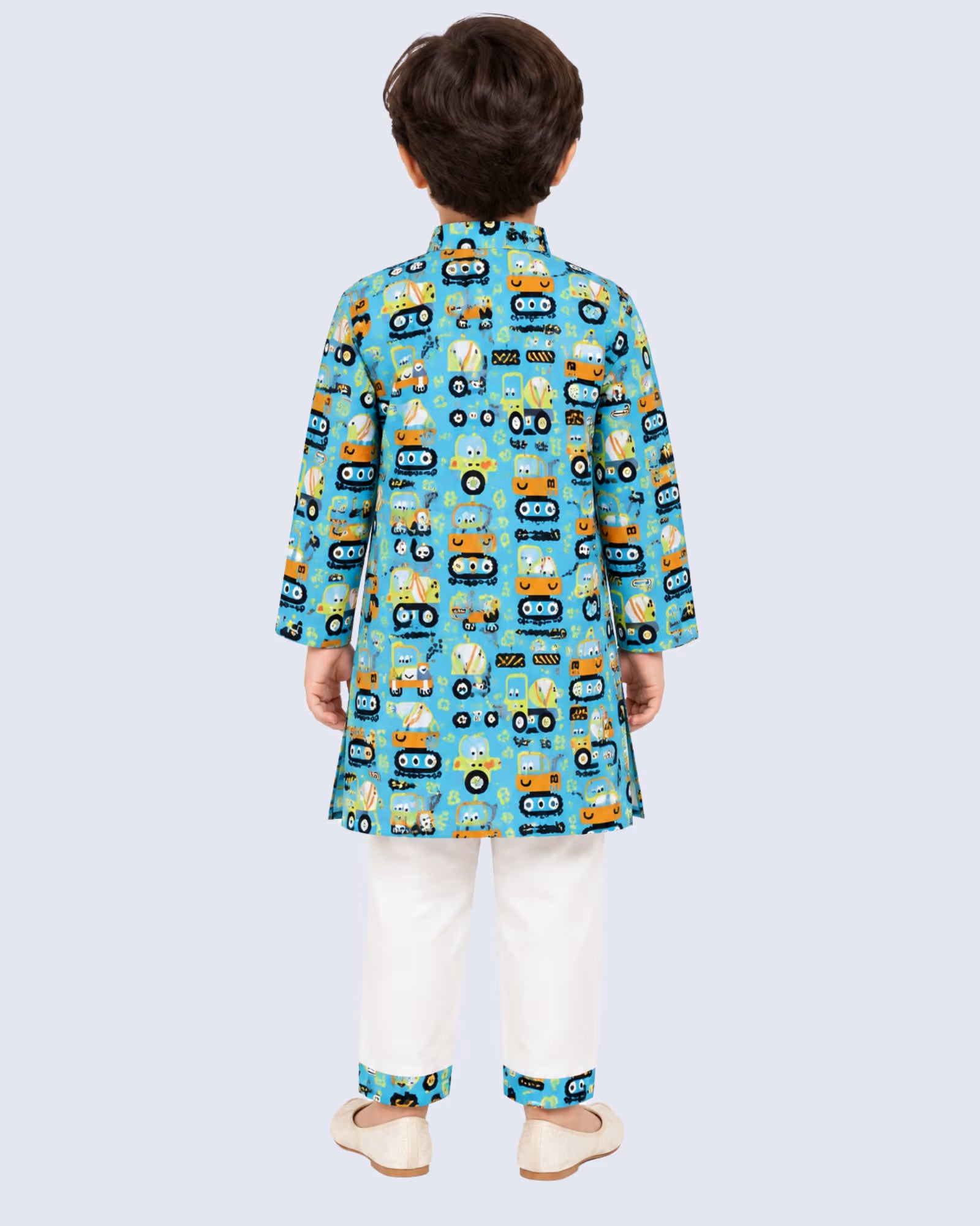 Blue Printed cotton Kurta Pajama Set