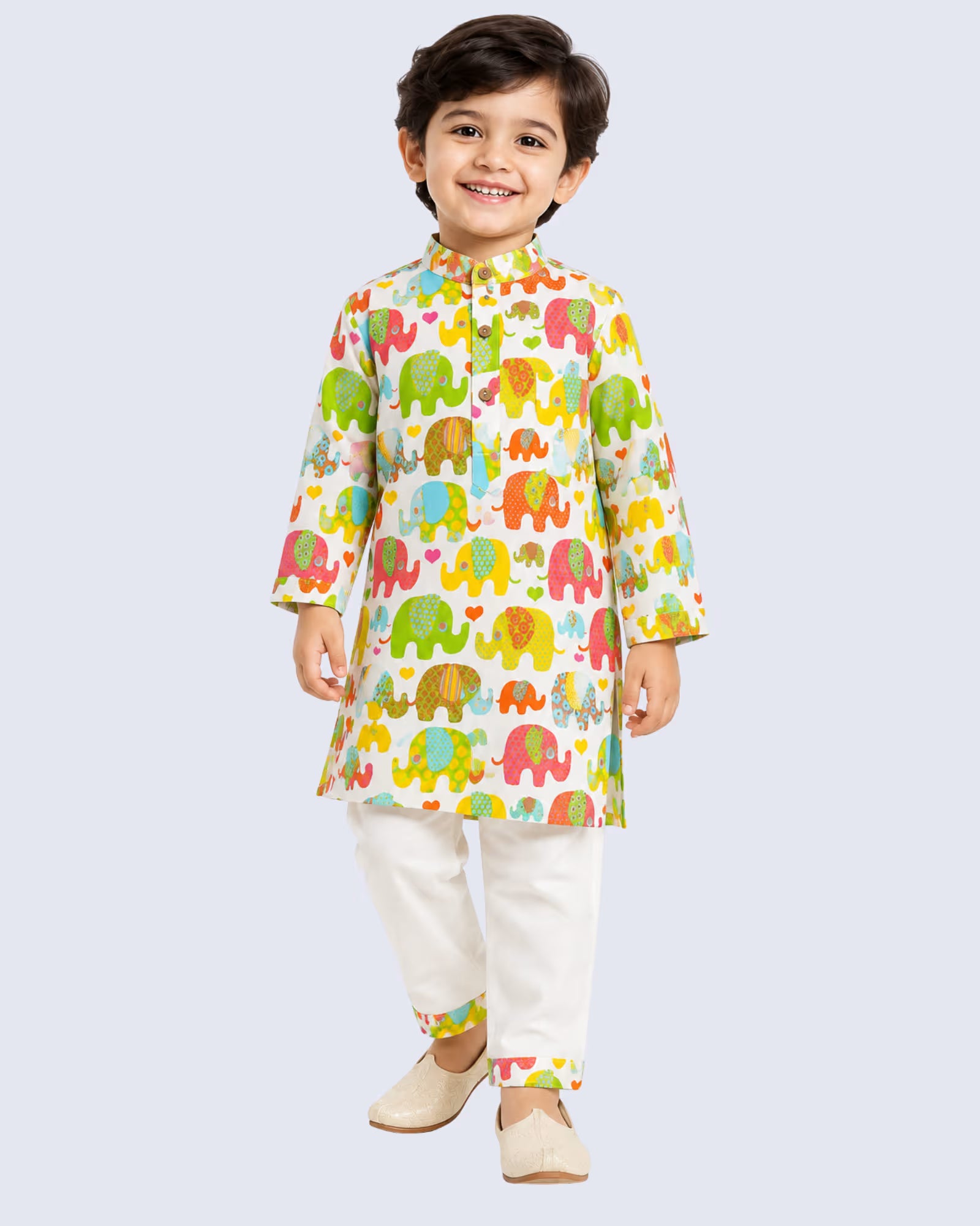 Elephant Print Cotton Kurta Pajama set