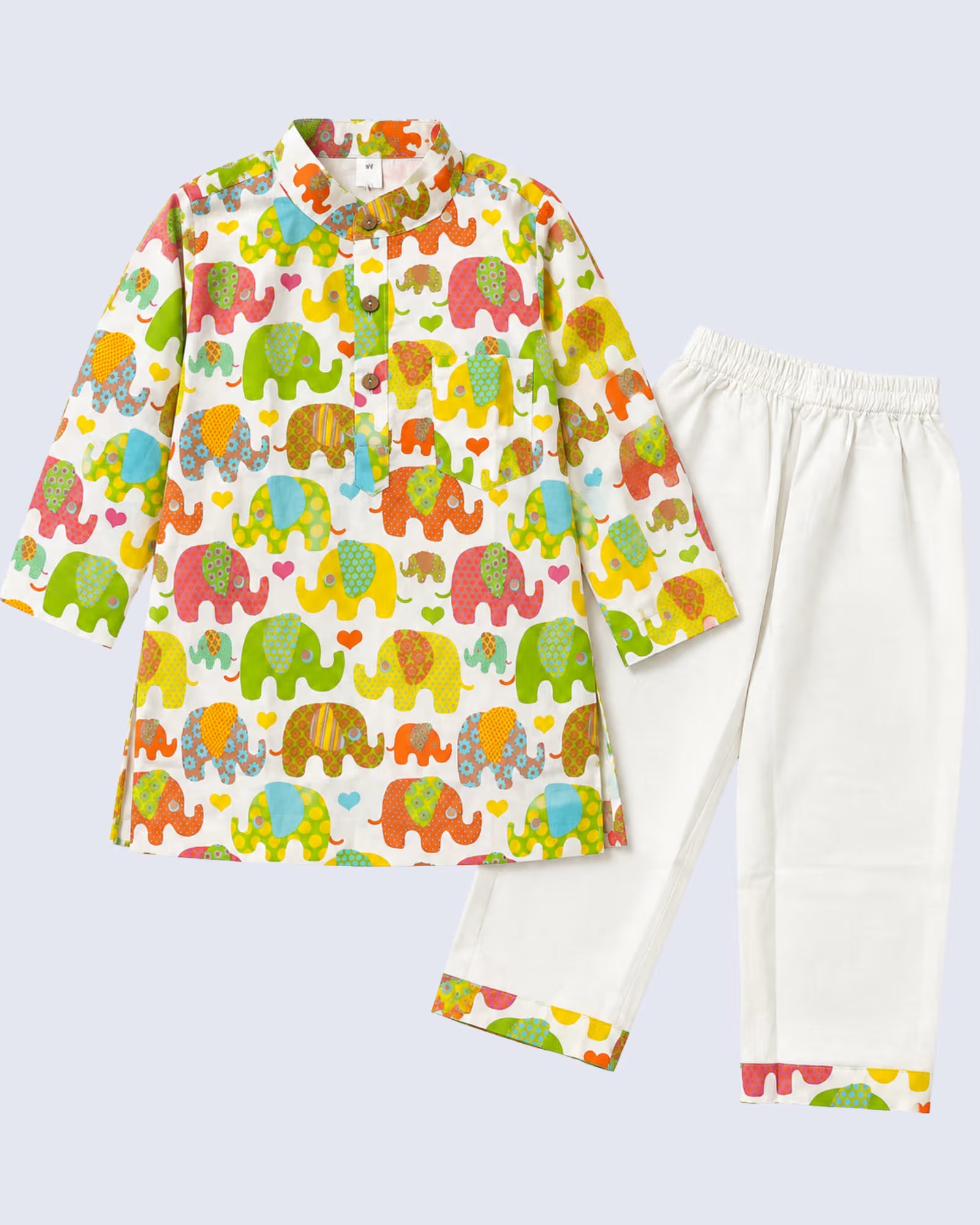 Elephant Print Cotton Kurta Pajama set