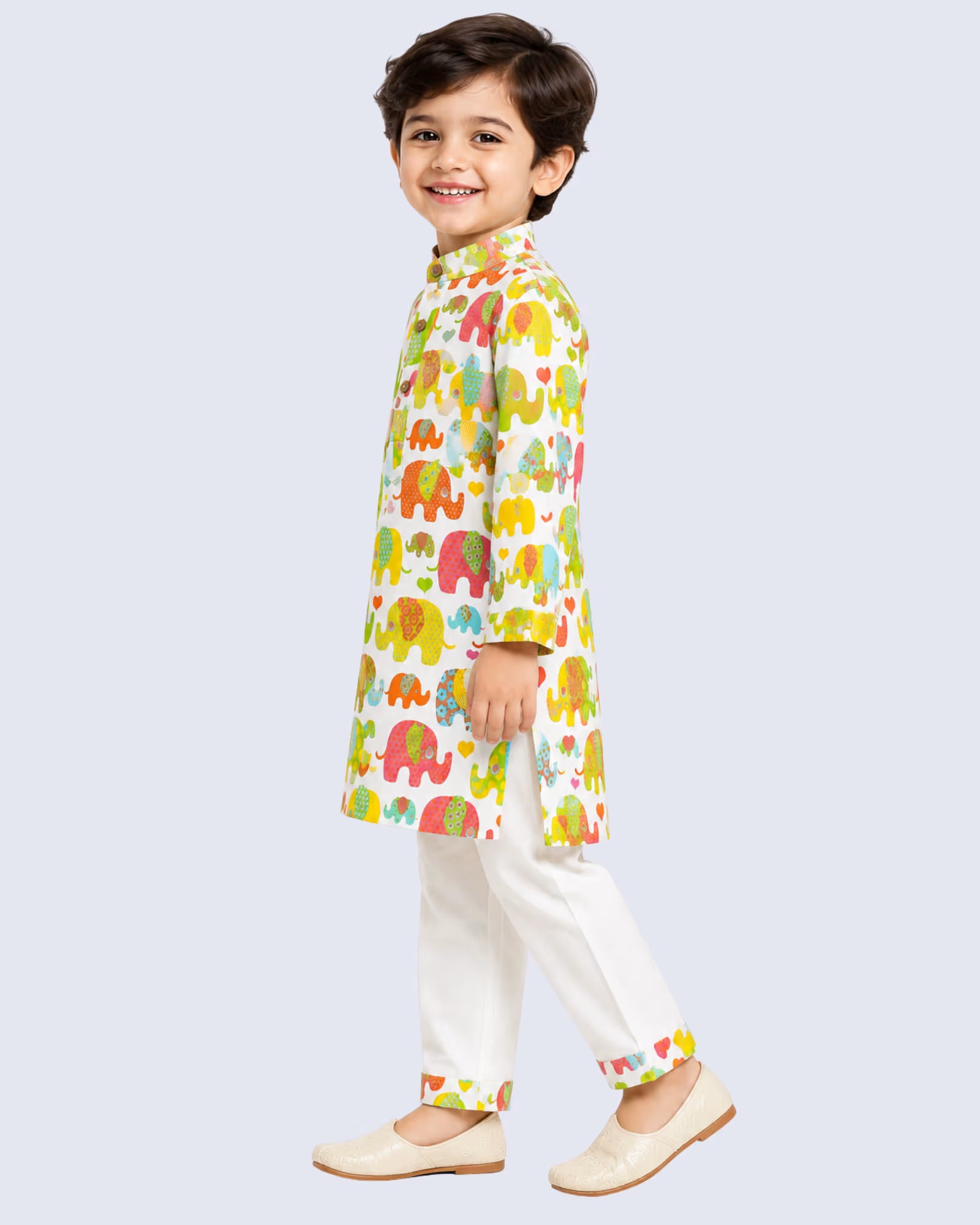 Elephant Print Cotton Kurta Pajama set