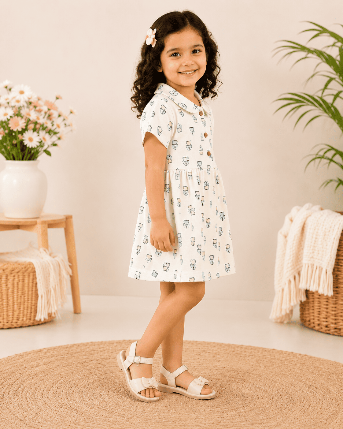 Girls Cotton Floral Frock | Soft & Breathable Summer Dress for Baby Girls