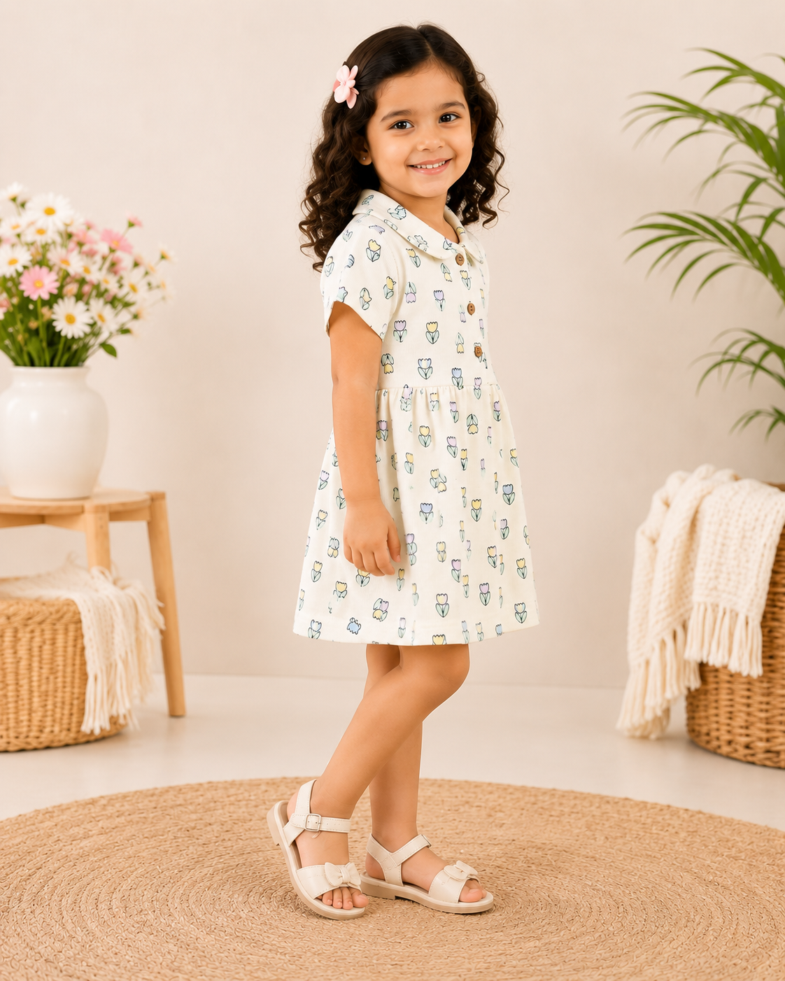 Girls Cotton Floral Frock | Soft & Breathable Summer Dress for Baby Girls