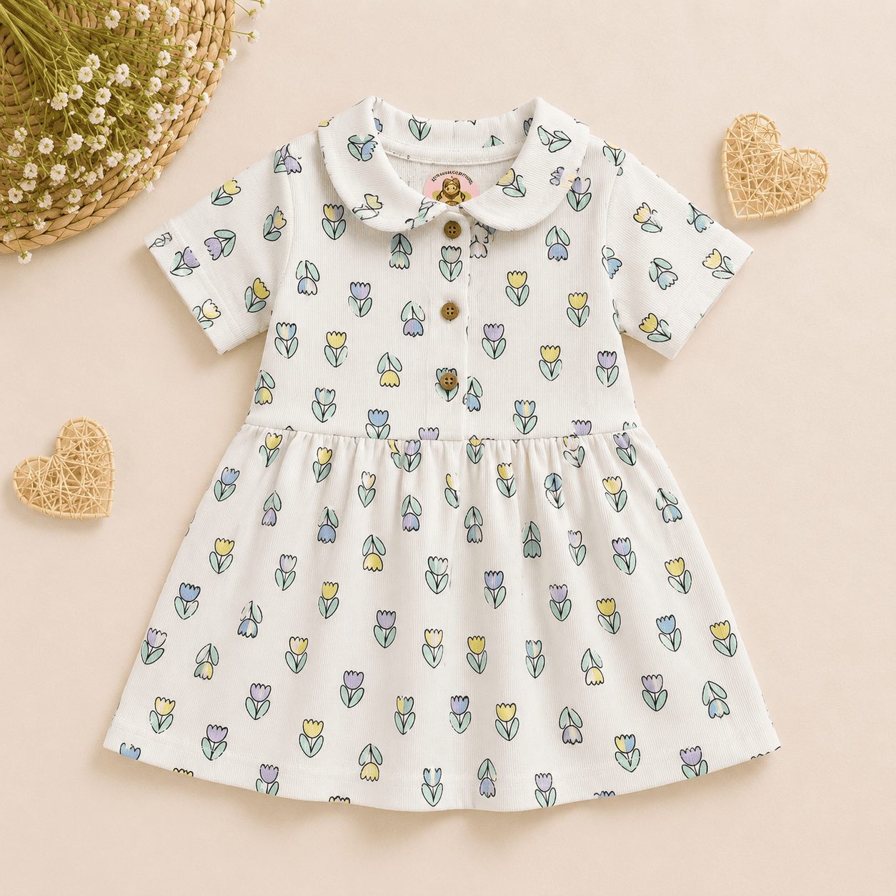 Girls Cotton Floral Frock | Soft & Breathable Summer Dress for Baby Girls