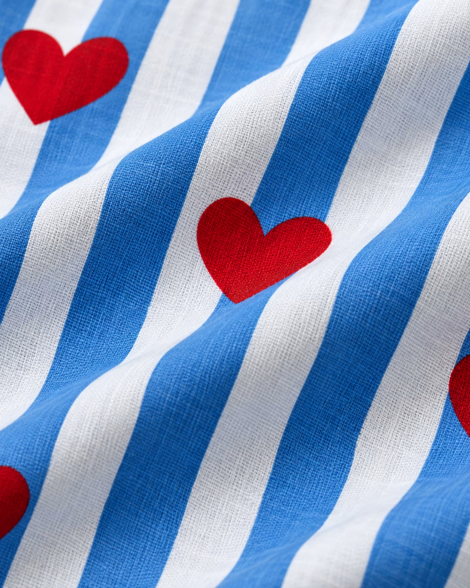 Kids Unisex Blue & White Striped Heart Printed Cotton Night Suit