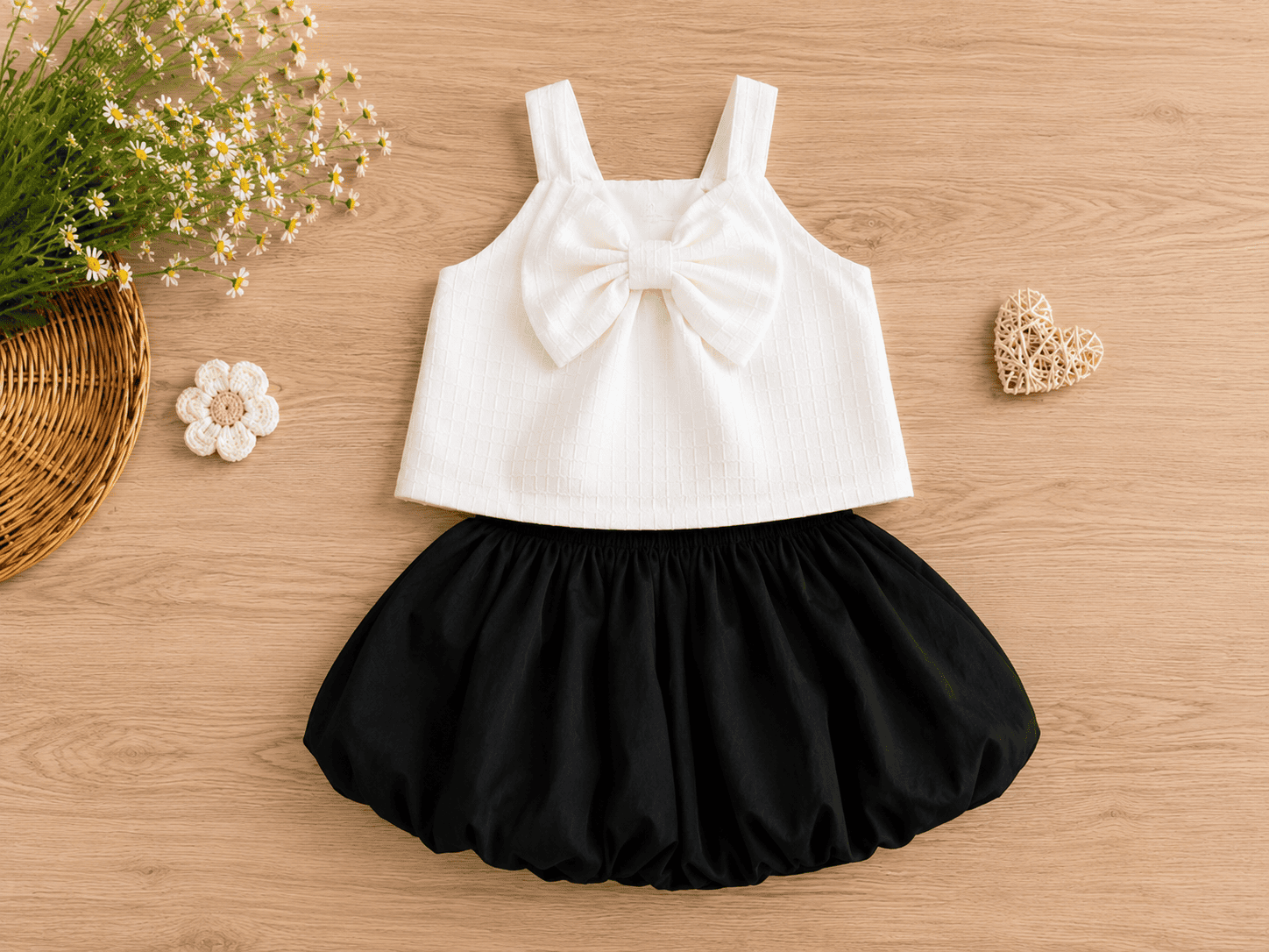 Elegant Bow Detail Bubble Hem Dress for Girls