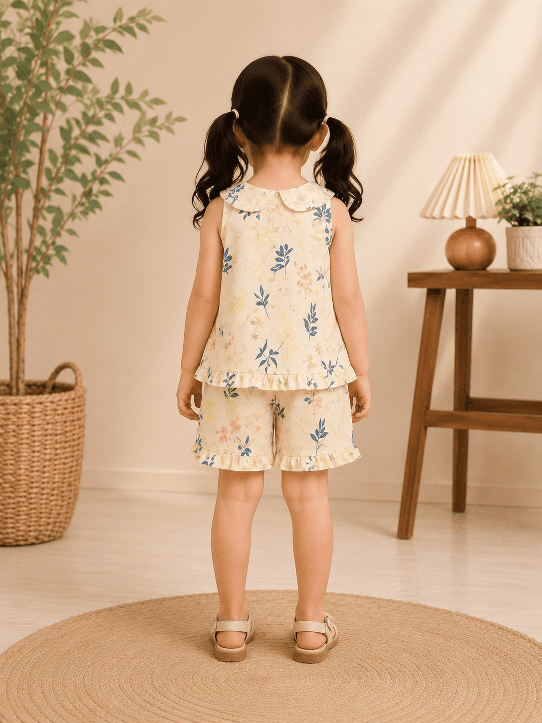 Girls Floral Printed 2 Piece Top & Shorts Set | Soft Sleeveless Co-ord Set for Summer