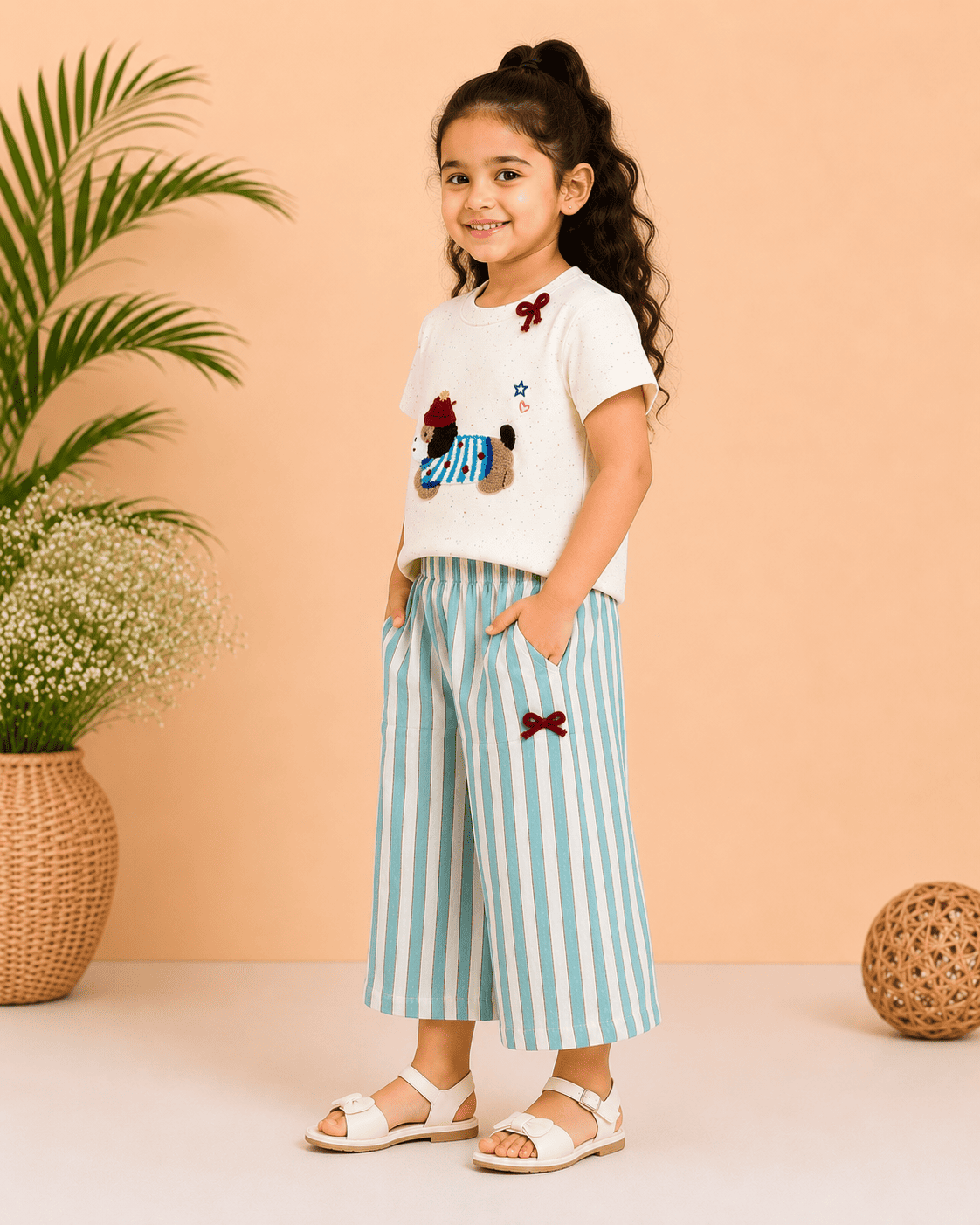 Girls Puppy Embroidered Co-ord Set