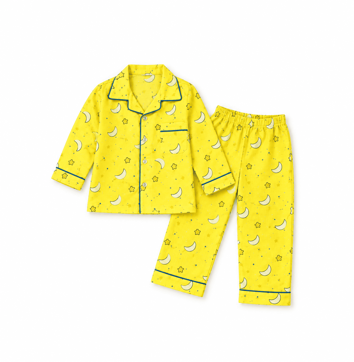 Kids Unisex Yellow Moon & Stars Cotton Night Suit