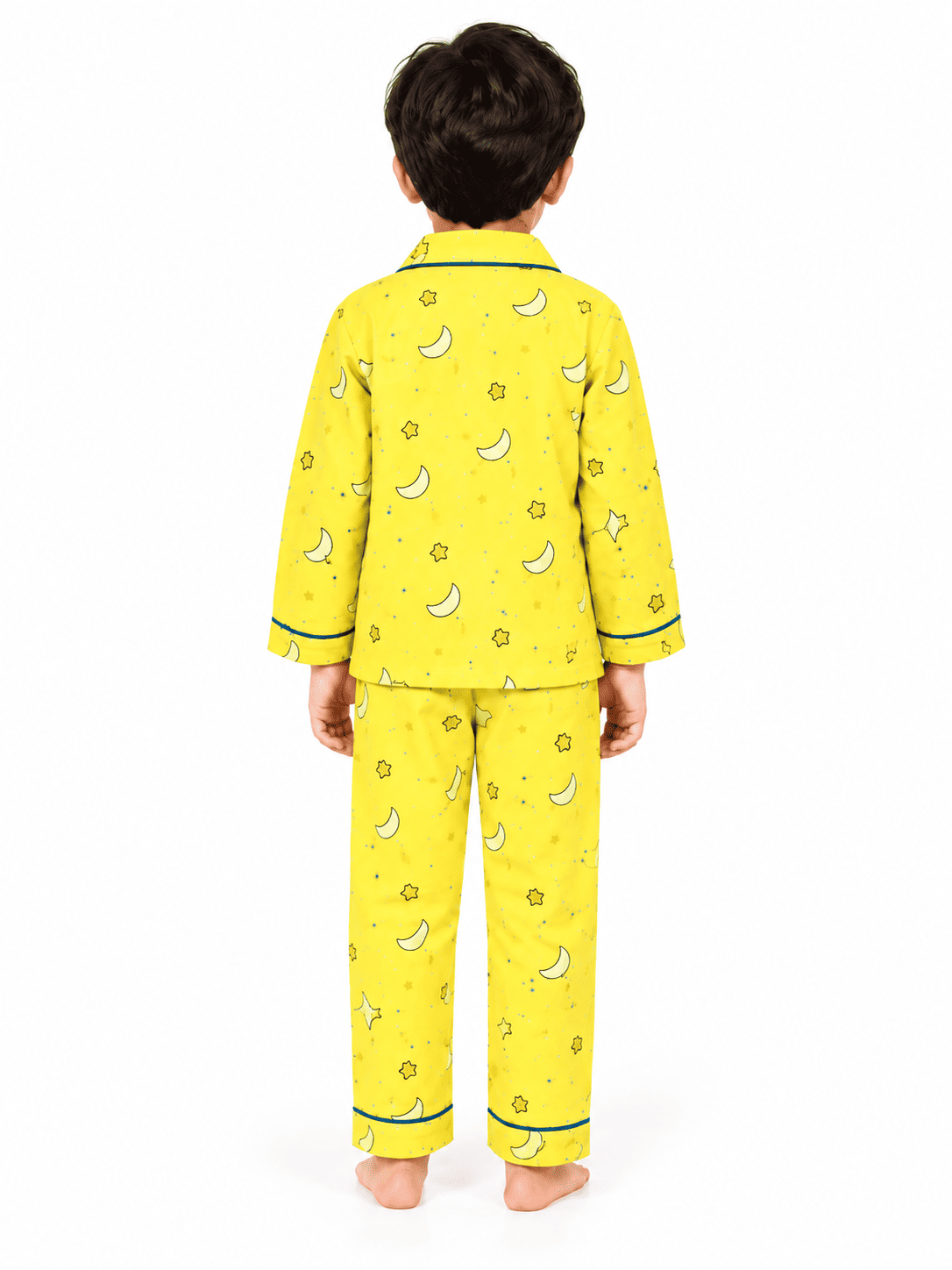Kids Unisex Yellow Moon & Stars Cotton Night Suit