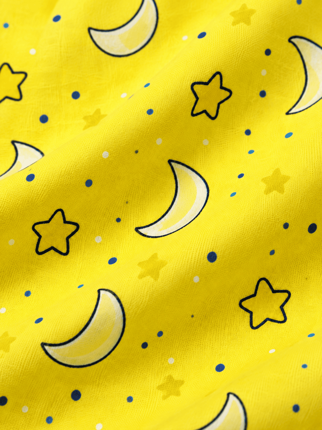 Kids Unisex Yellow Moon & Stars Cotton Night Suit