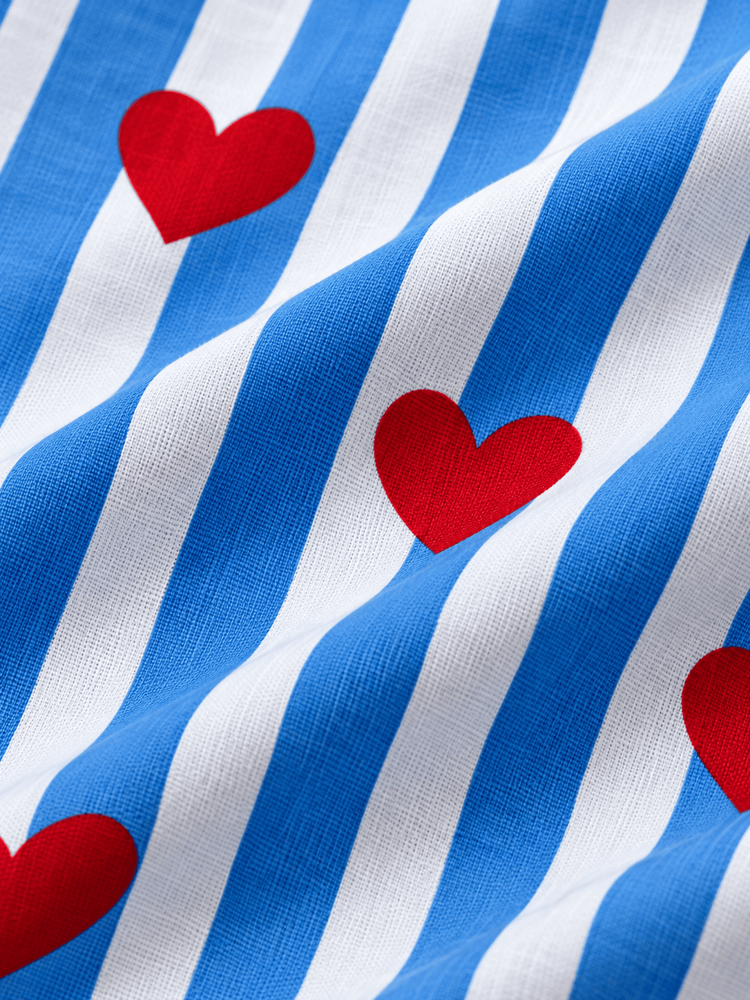 Kids Unisex Blue & White Striped Heart Printed Cotton Night Suit