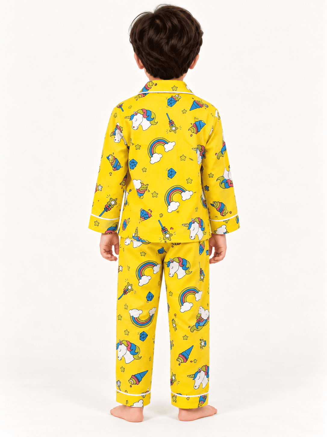 Kids Unisex Yellow Unicorn print Night suit