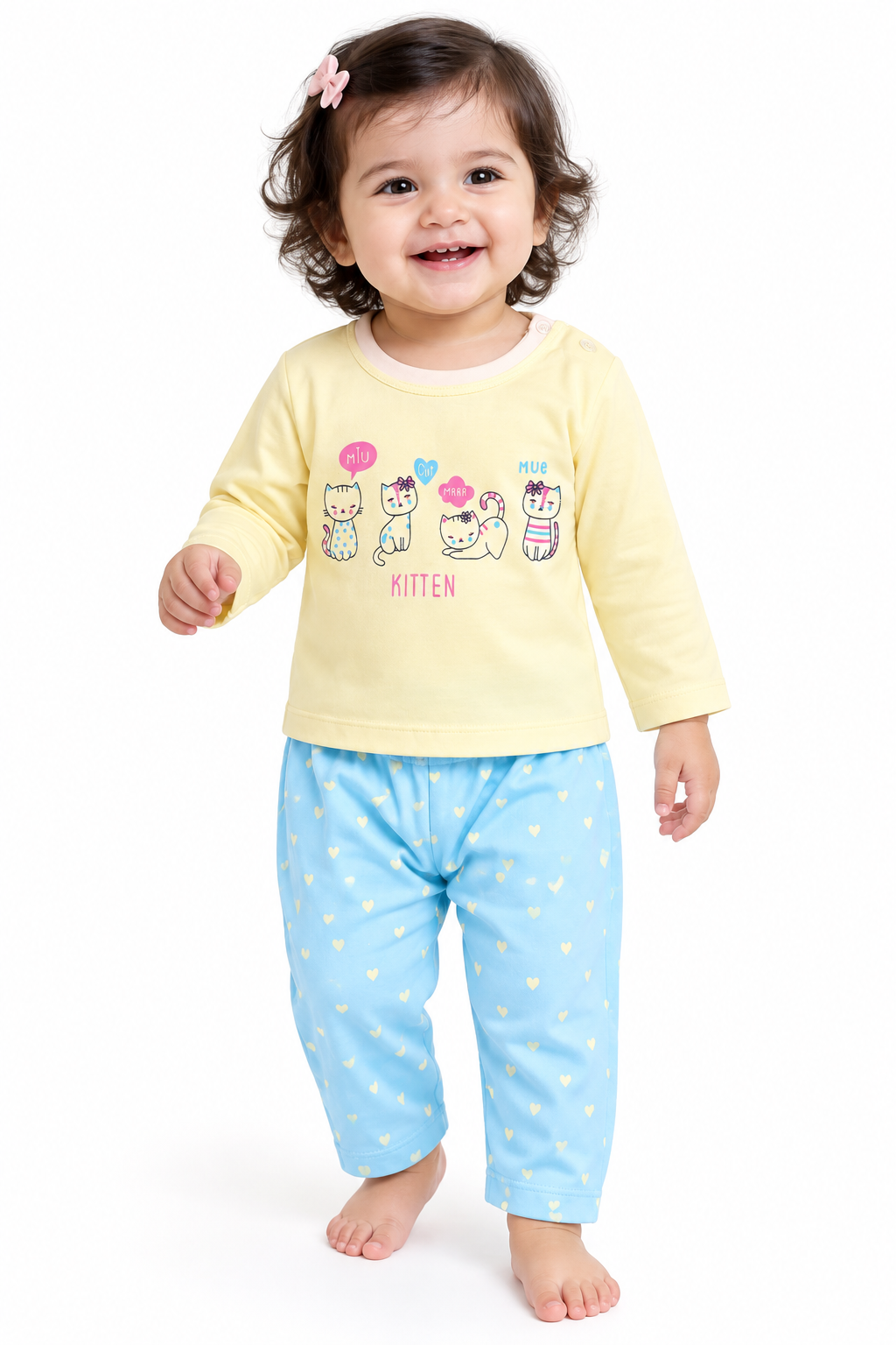 Newborn Yellow Full Sleeve Cotton Set