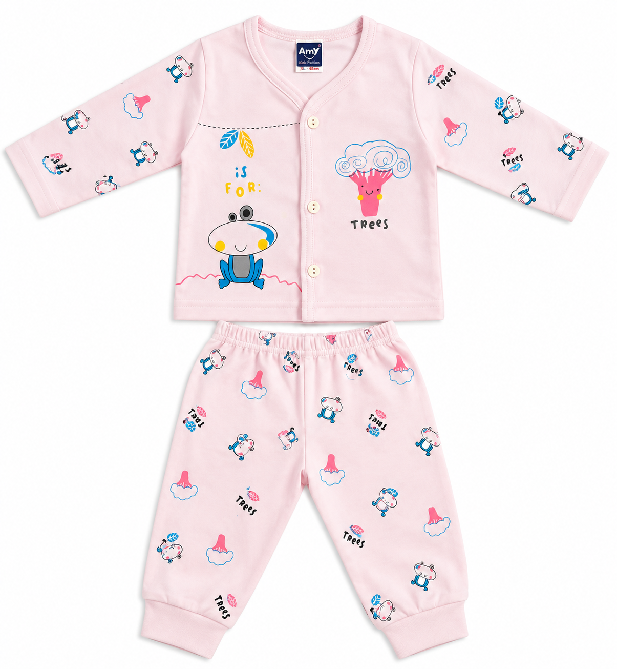 Newborn pink printed Full Sleeve Set