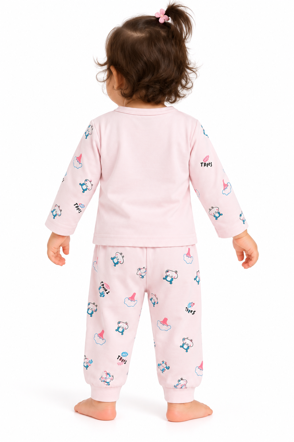Newborn pink printed Full Sleeve Set