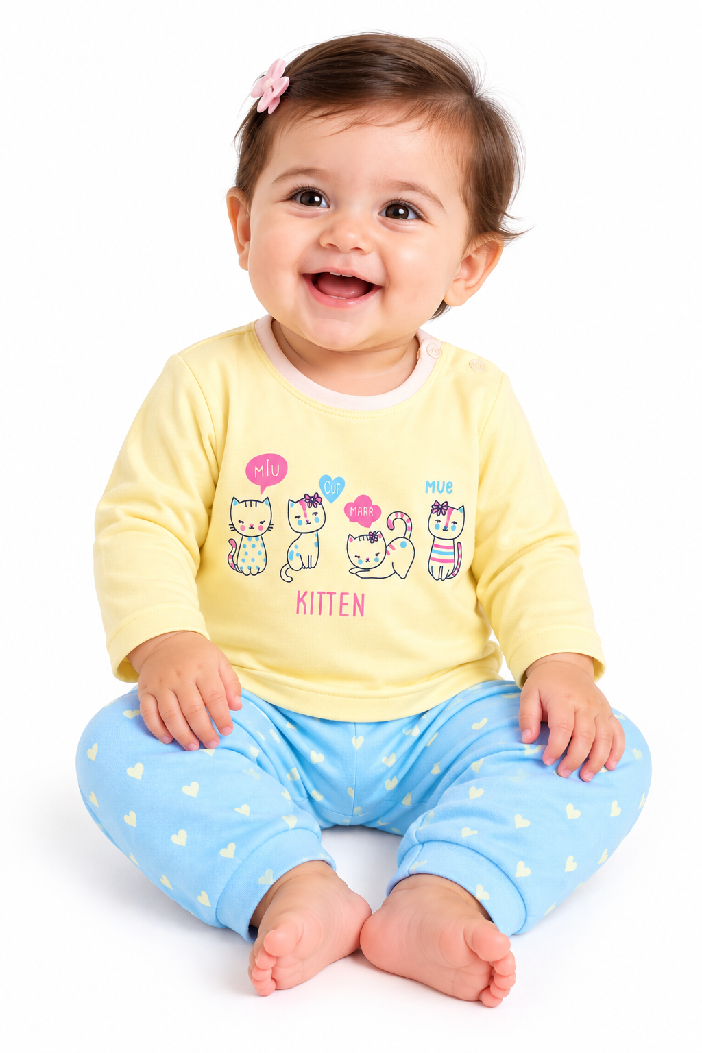 Newborn Yellow Full Sleeve Cotton Set
