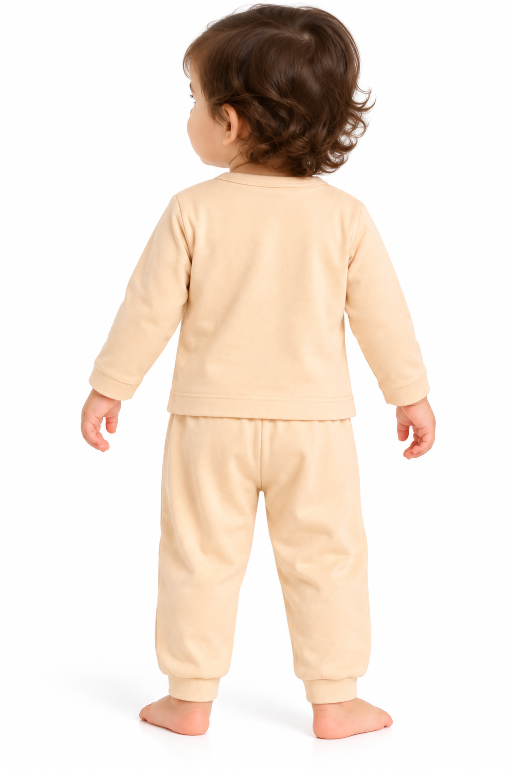 Newborn Beige Full Sleeve Cotton Set