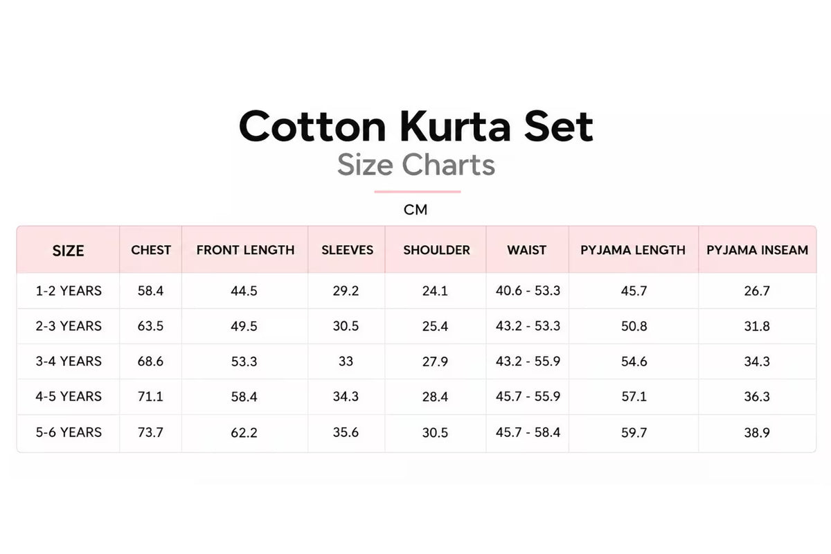 Size chart in cm