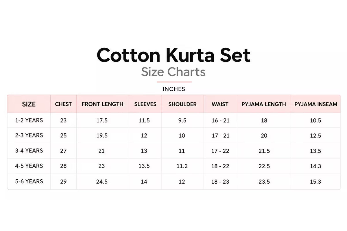 Size chart in inches